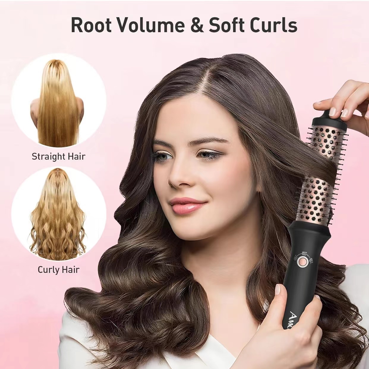 5 in 1 Curling Iron,Curling Wand Set and Thermal Brush Hair Tool,12 Temp Heating Setting Hot Comb,Interchangeable Ceramic Wand Curling Iron 110-240V