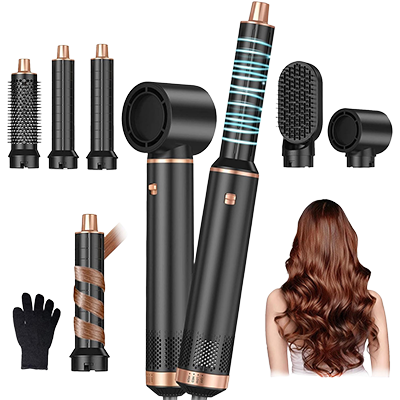 5 in 1 Blow Dryer Brush, Detachable Hair Dryer Brush Air Curler Air Curling Wrap Styler, Upgrade Hot Air Brush Negative Ion Curling Brush Iron, Hair Styling Tools for Drying Curling Straightening